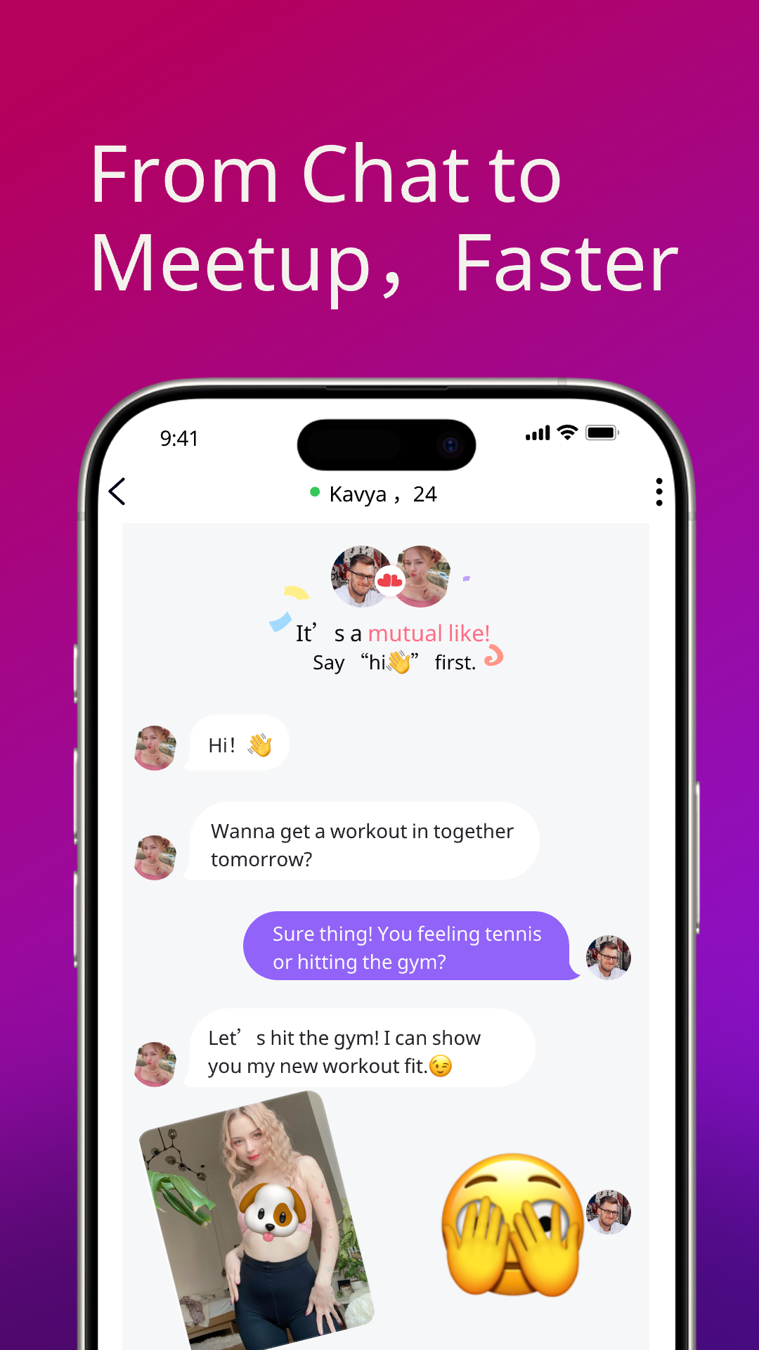 Flirio chat to meetup conversation preview