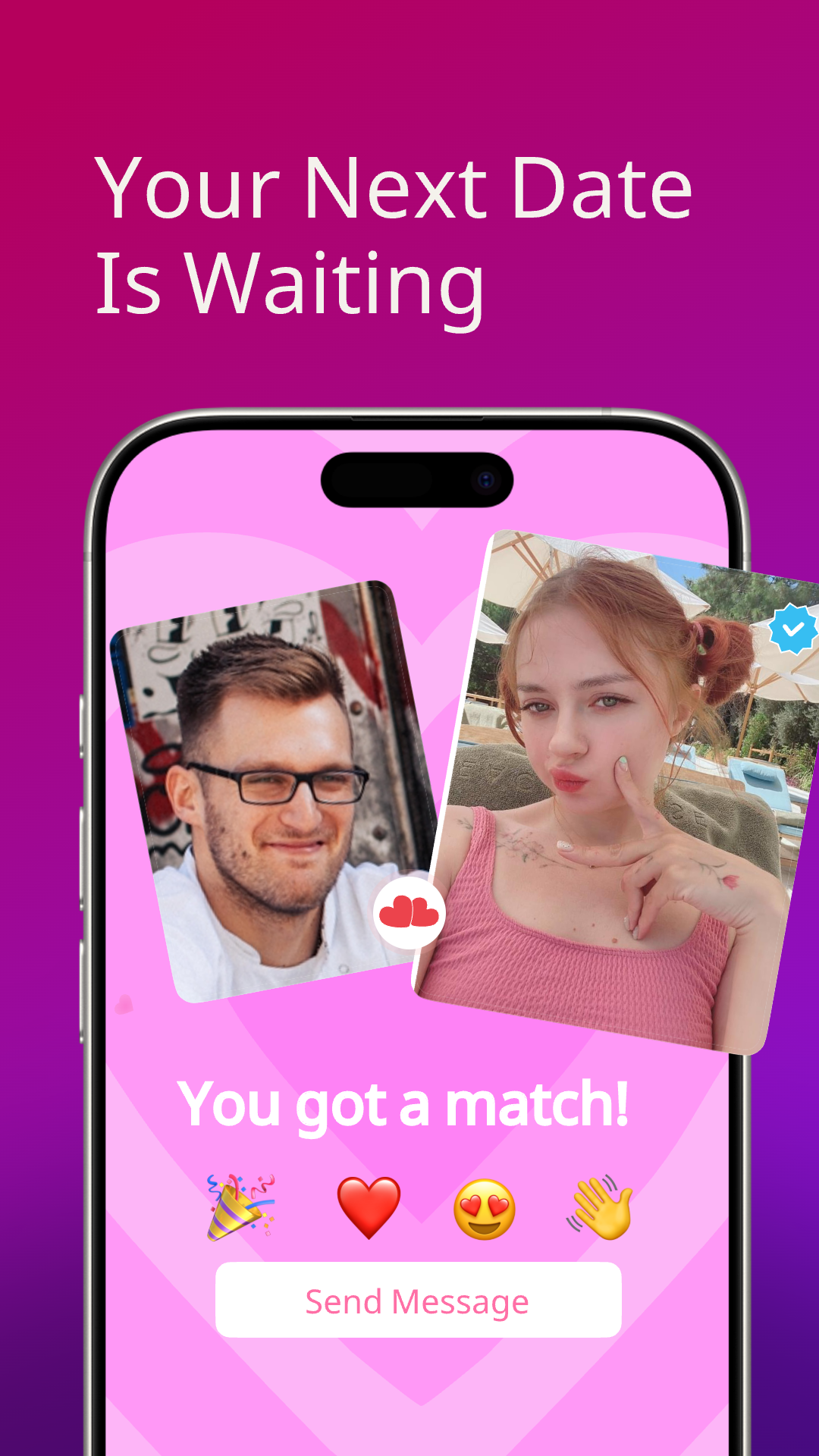 Flirio match screen preview with next date headline